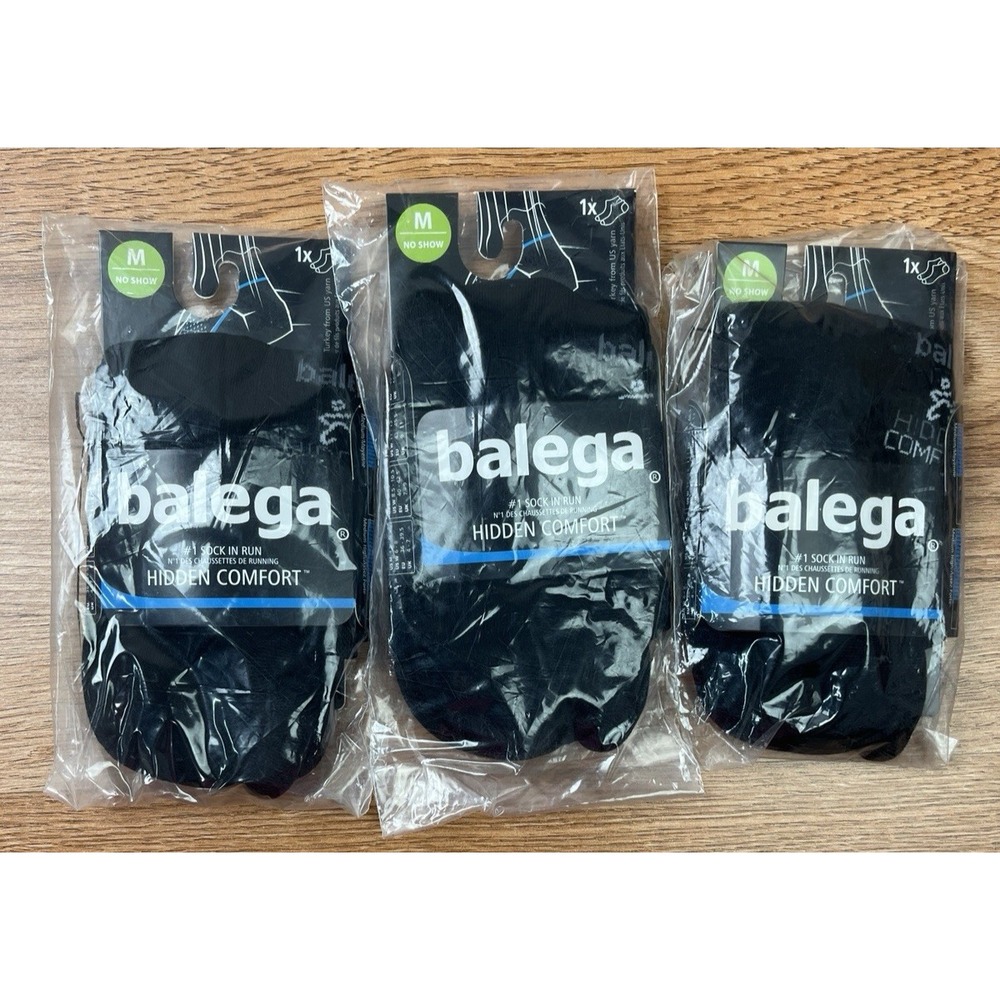 Balega Hidden Comfort No Show 3 Pairs Black Socks Size Medium Unisex NEW